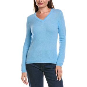 Forte Cashmere Womens  V-Neck Cashmere Sweater, Blue